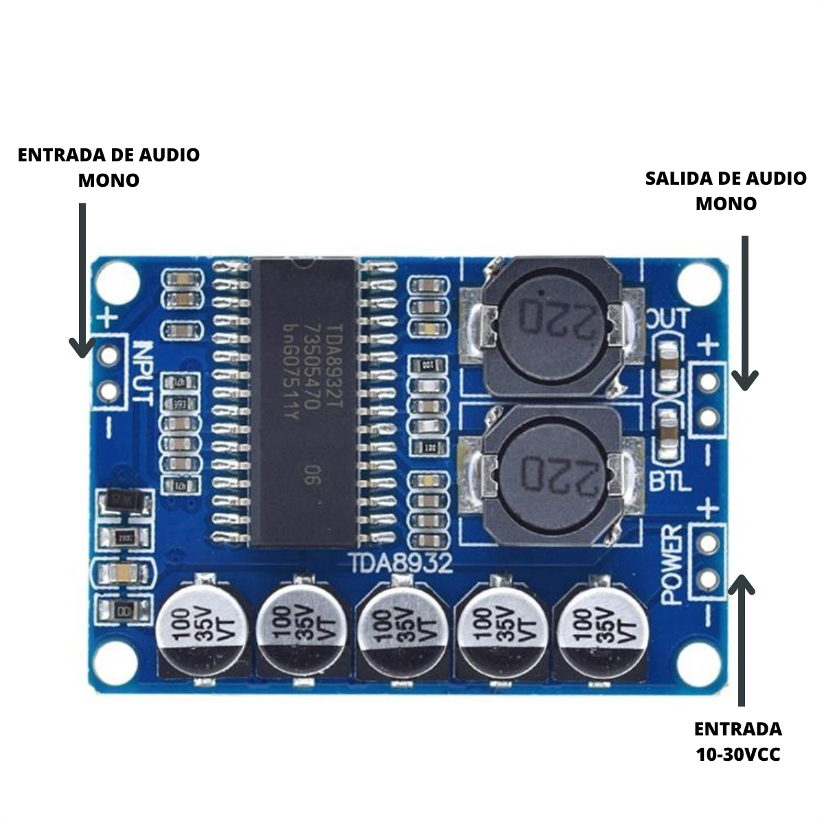 Módulo Amplificador De Potencia Digital 35w Mono Arduino - Imagen 2