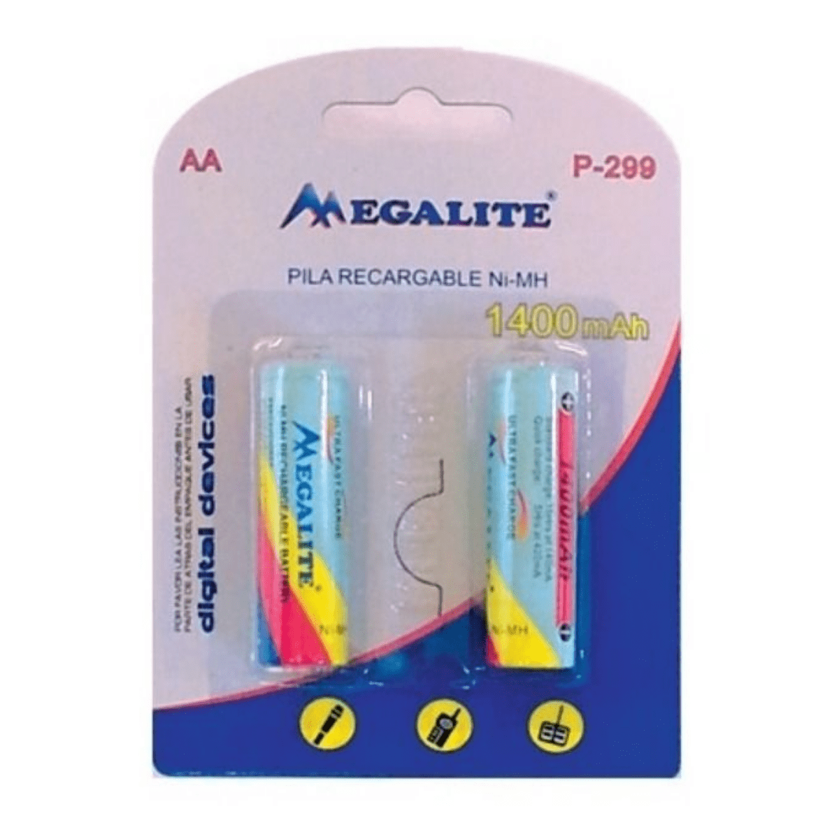 Pilas Recargables Aa 1400mah Ni-mh 2 Unid Telefono Microfono