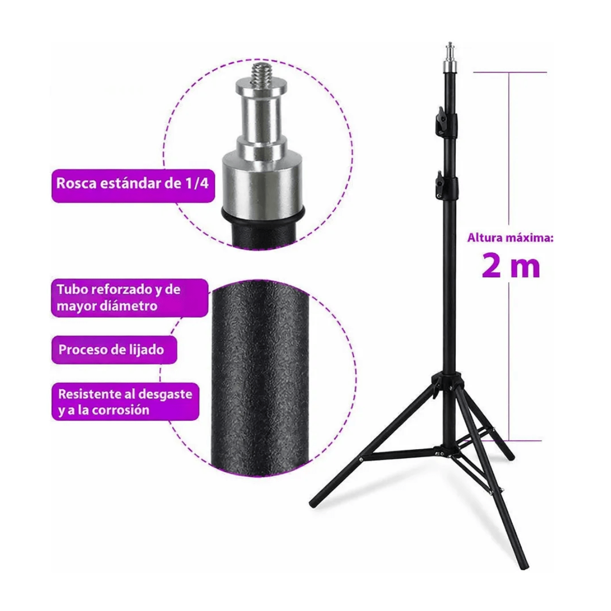 Trípode Ajustable Liviano Para Aro De Luz 2,1 M - Imagen 2