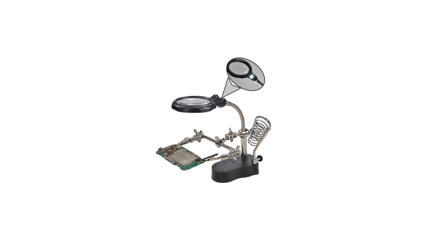 Soporte Plaqueta Lupa Pinzas Articulado Soldar Electrónica - Imagen 2