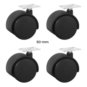 Ruedas Giratoria Con Base 50 Mm Pvc Doble Mueble Silla X 4 U