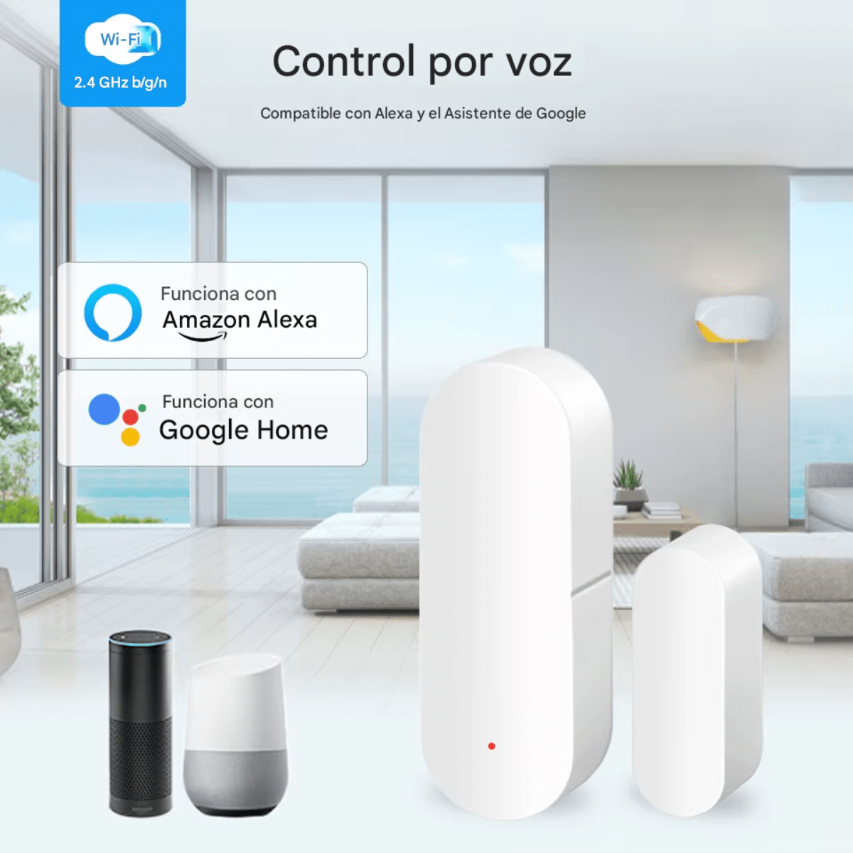 Sensor Inteligente Wifi Puerta Ventana Alexa Google Tuya Blanco - Imagen 7