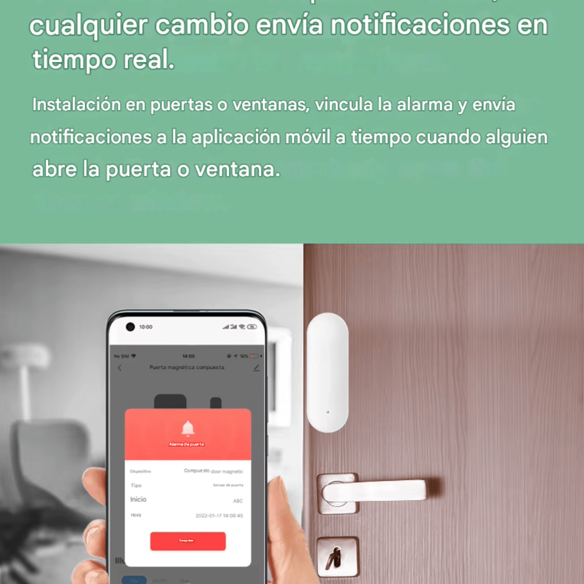 Sensor Inteligente Wifi Puerta Ventana Alexa Google Tuya Blanco - Imagen 5