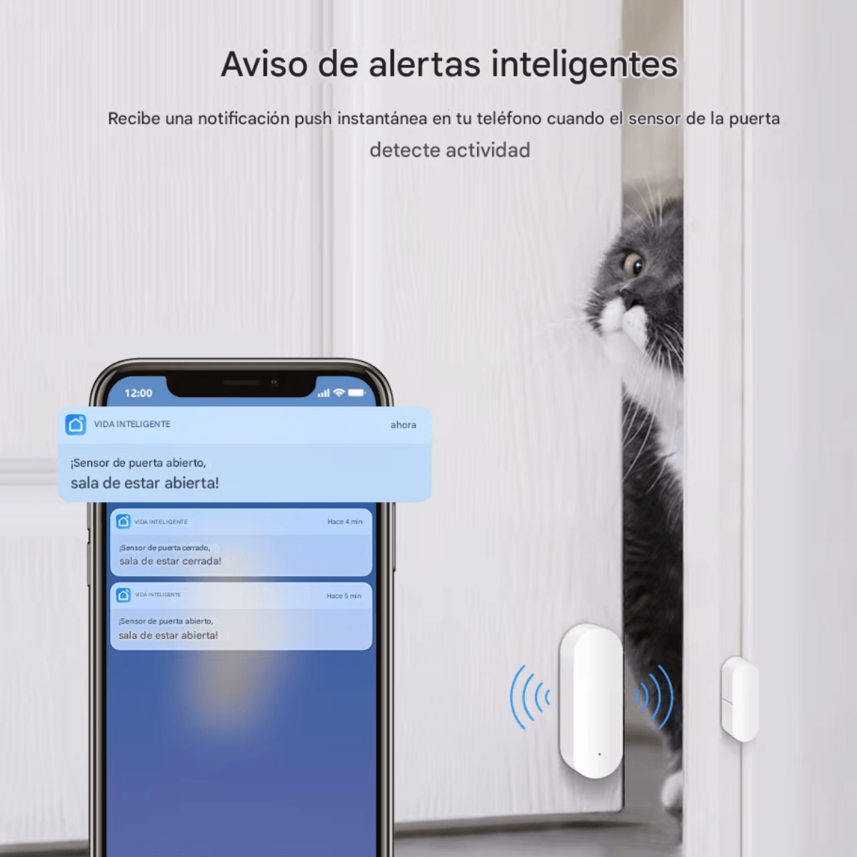 Sensor Inteligente Wifi Puerta Ventana Alexa Google Tuya Blanco - Imagen 4