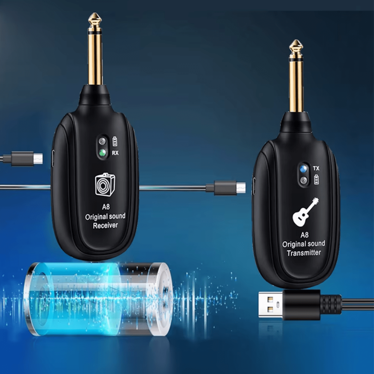 Transmisor Receptor Inalámbrico A8 Uhf Para Guitarra Y Bajo - Imagen 4