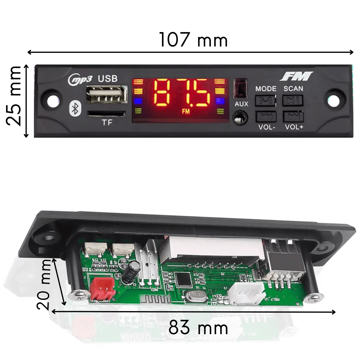 Módulo Mp3 Usb/sd/fm/aux C/ Bluetooth Con Control Remoto - Imagen 3