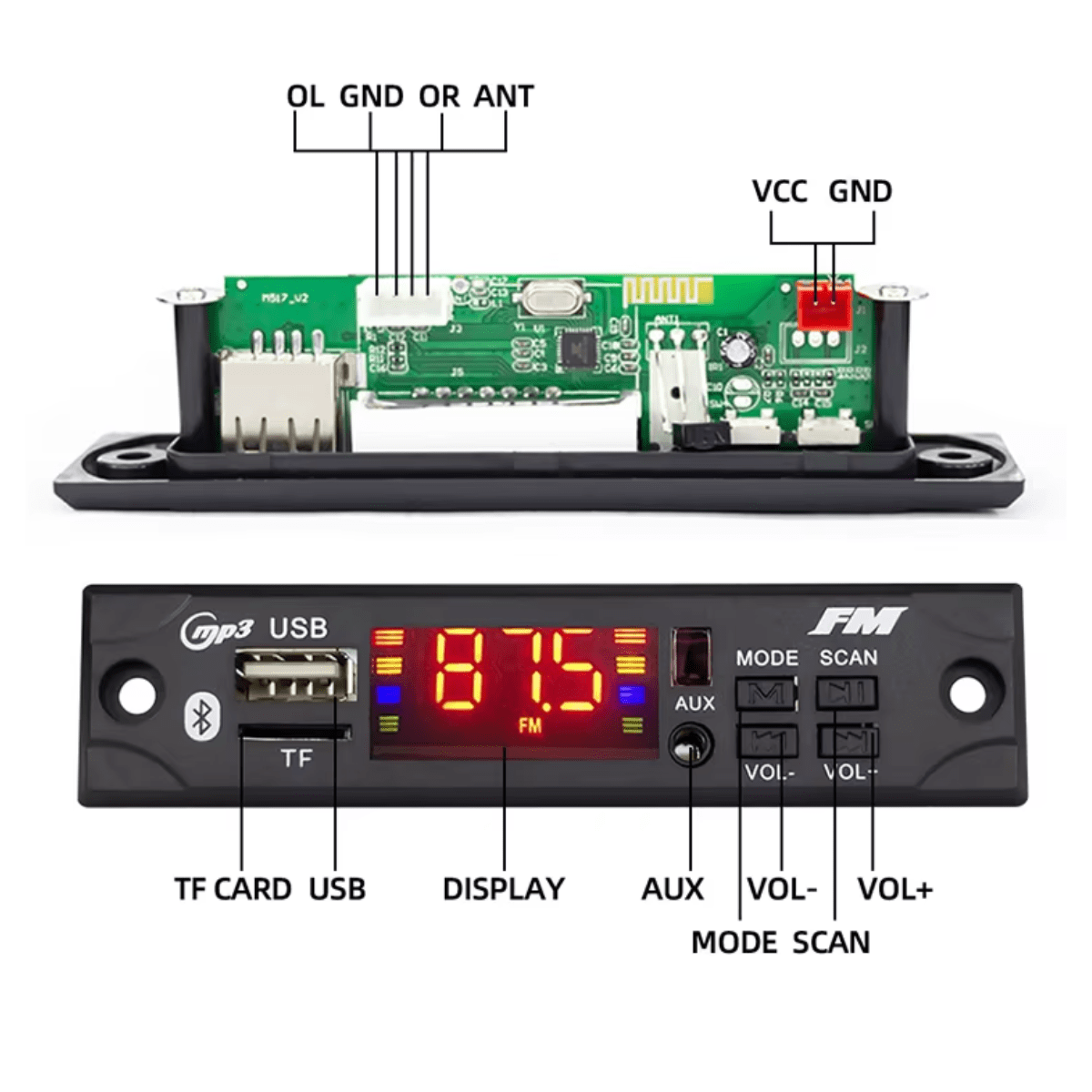 Módulo Mp3 Usb/sd/fm/aux C/ Bluetooth Con Control Remoto - Imagen 8