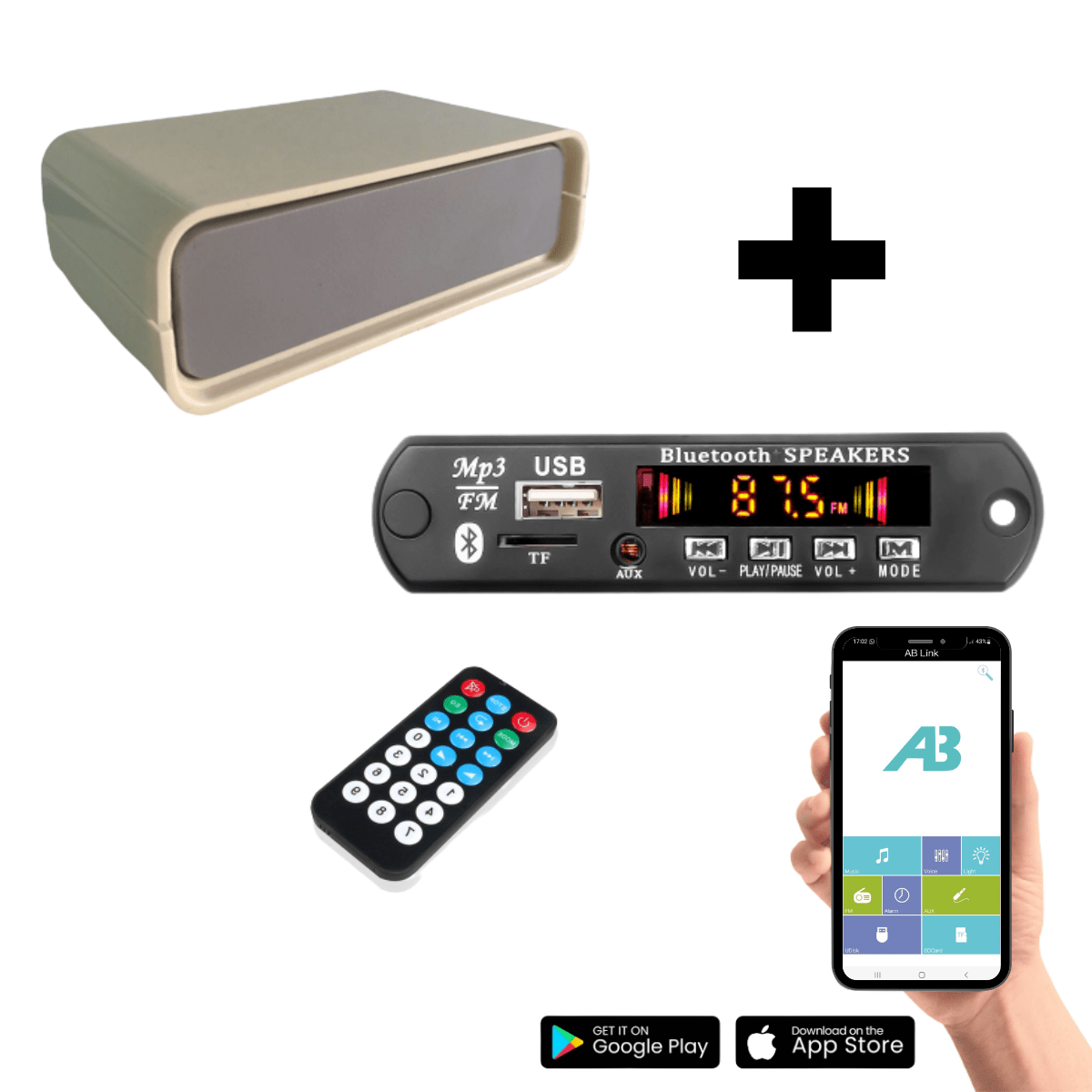 Combo Módulo Bluetooth Control Remoto App + Gabinete