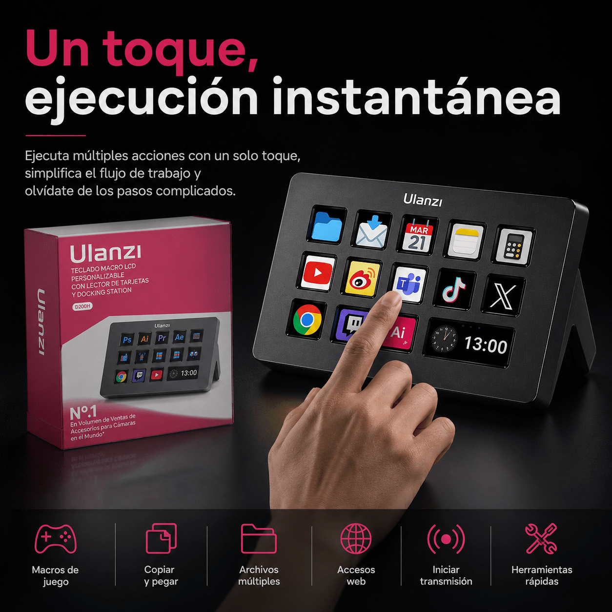 StreamDeck D200H 14 botones programable consola contenido visual - Imagen 3