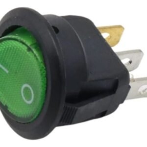 Llave Tecla 3 Contactos C/ Luz On-off 12v 20a Redonda Verde