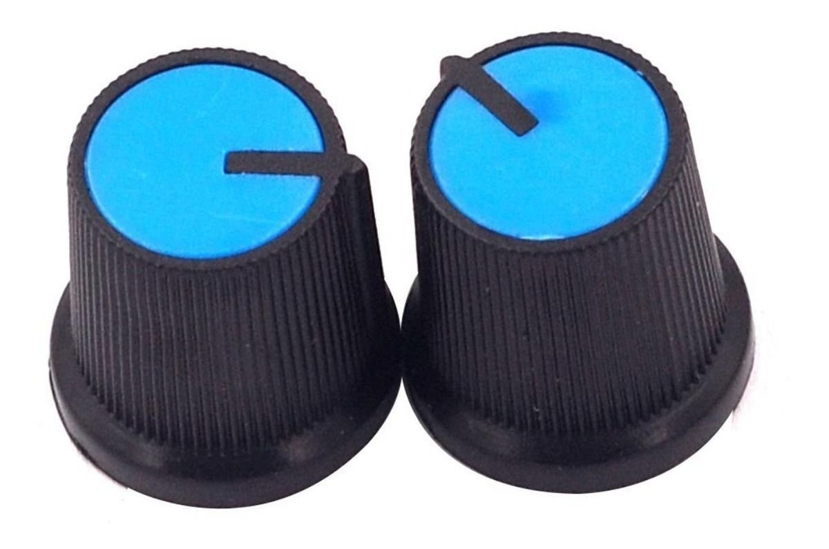 Perilla Potenciómetro 16 Mm Plastico Color Azul Pack X 5