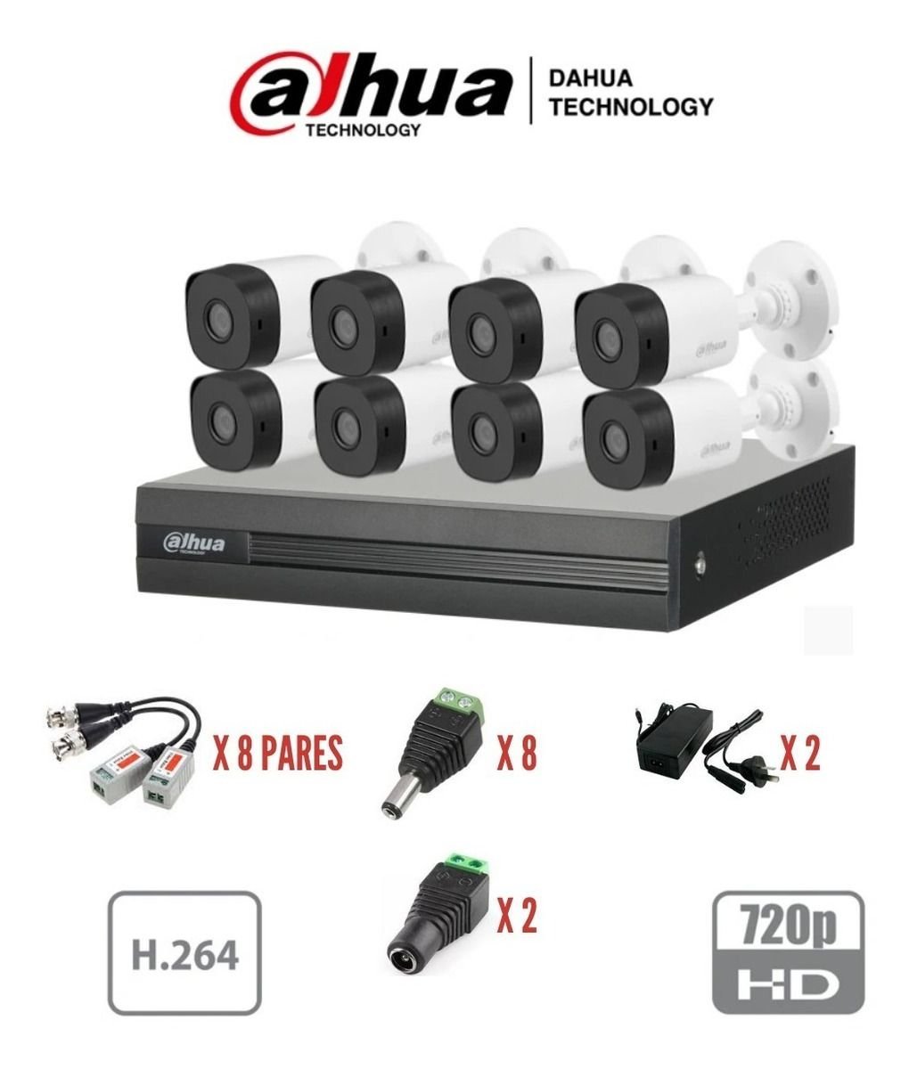 Kit Cctv Seguridad Dahua Full Hd Dvr 8 + 8 Camaras Bullet