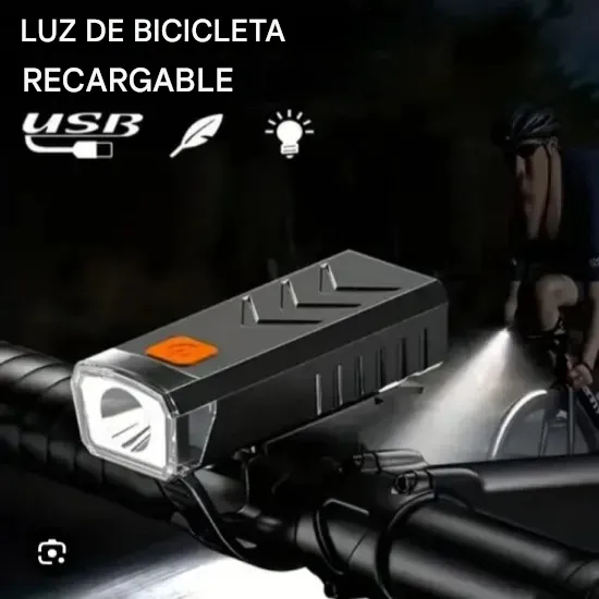 Linterna Led Para Bicicleta Con Batería Recargable Usb Negro Negro - Imagen 5