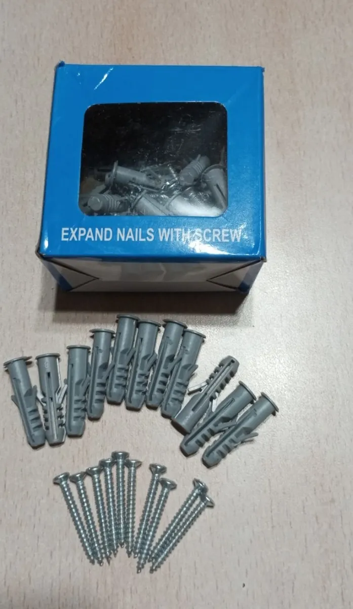Kit Set Caja Tornillos Y Tarugos 6mm X 50 Unidades Gris - Imagen 2