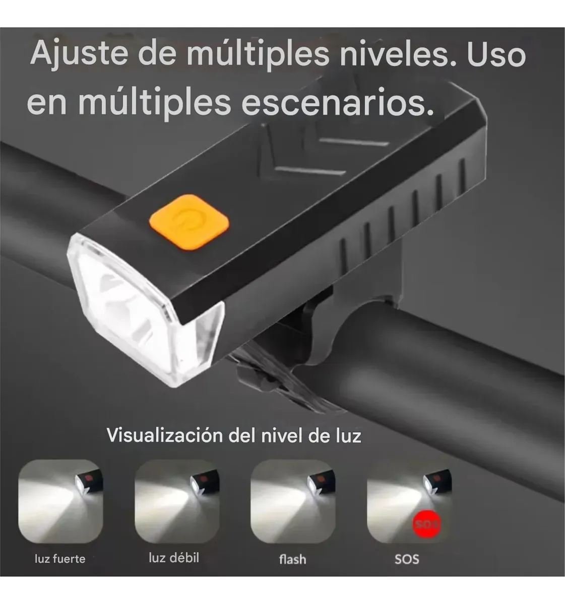 Linterna Led Para Bicicleta Con Batería Recargable Usb Negro Negro - Imagen 6