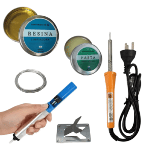 Kit Soldador + Estaño 1mm + Desoldador Pasta + Resina