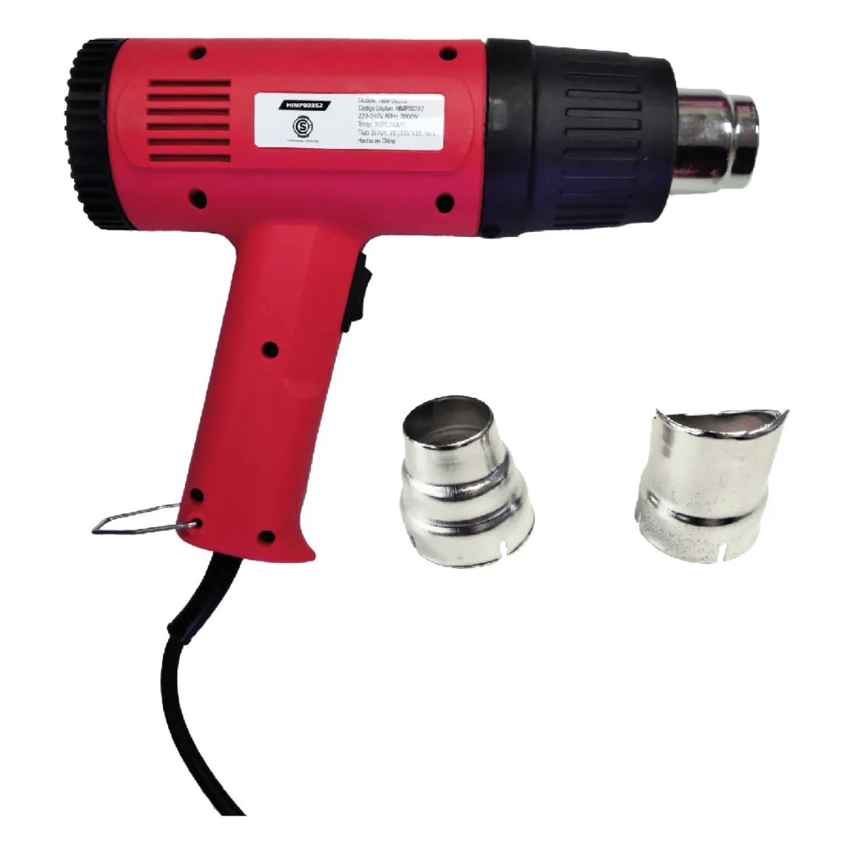 Pistola De Aire Caliente 2000w 2 Boquillas Zurich Bordó - Imagen 2