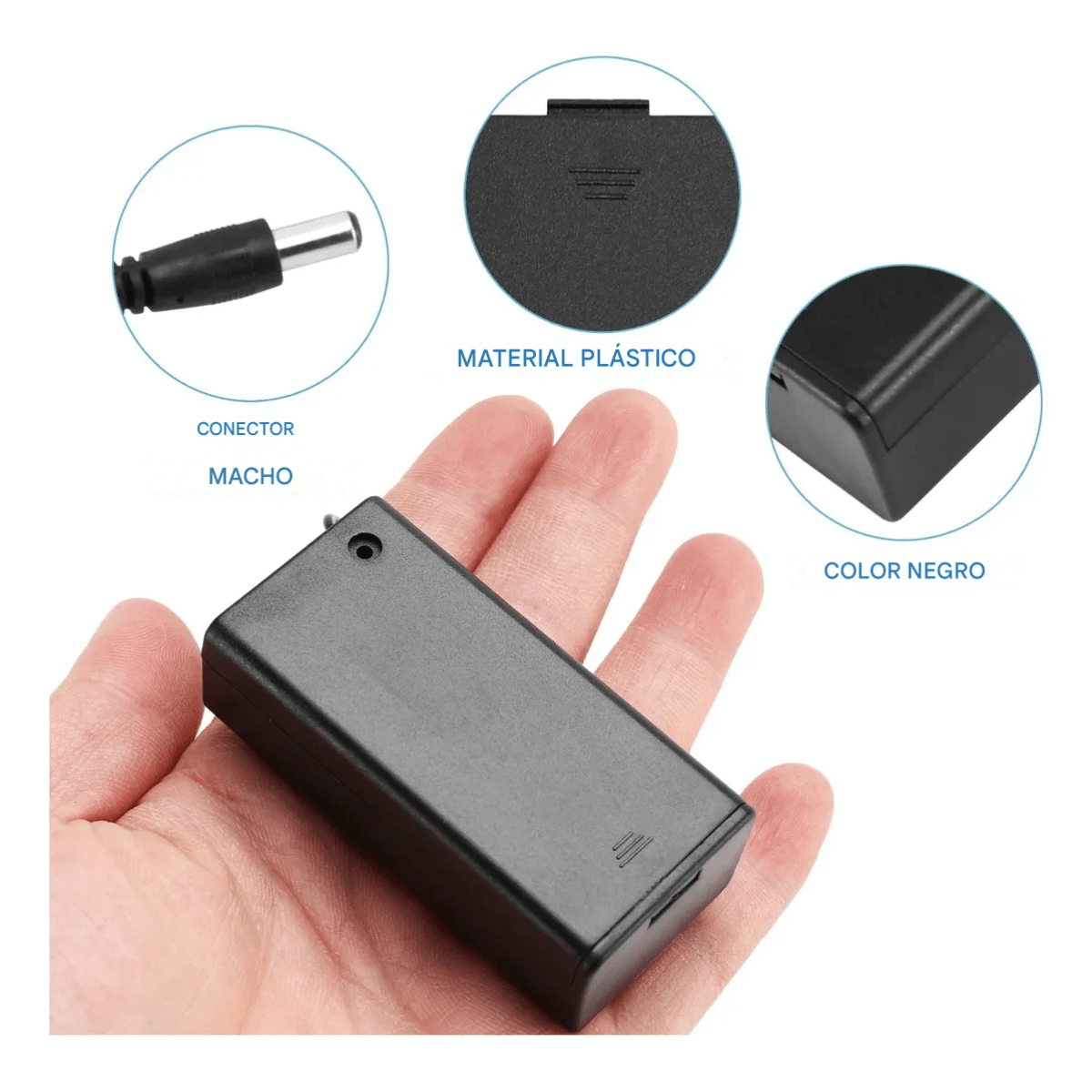 Porta Bateria Holder Bateria9v Tapa Interruptor Switch Plug x 5u - Imagen 5