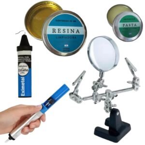 Kit Soldar Estaño Resina Pasta Desoldante Soporte Con Lupa