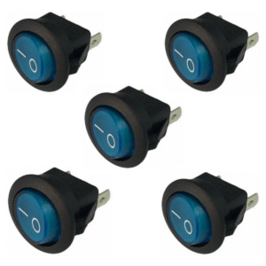 Llave Tecla Interruptor 3 Contactos Luz On-off Azul 12v X 5