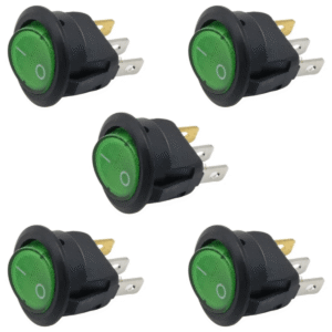 Llave Tecla 3 Contactos C/ Luz On-off 220v Redonda Verde X 5