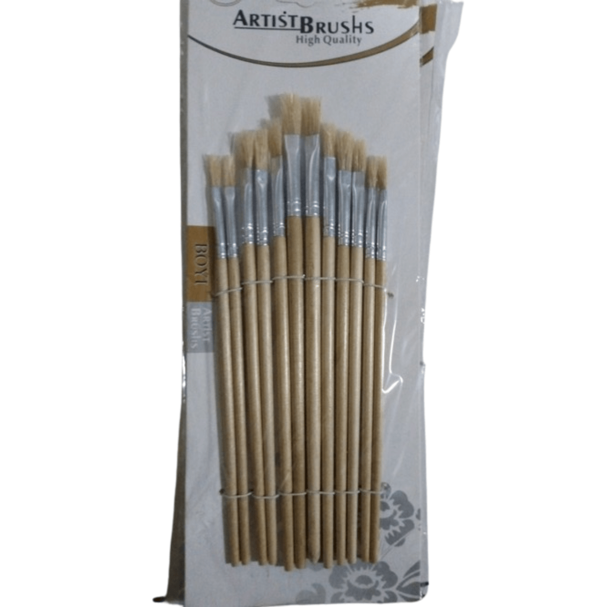 Set Kit 12 Pinceles Chatos Pelo Sintetico Acrilico Acuarela
