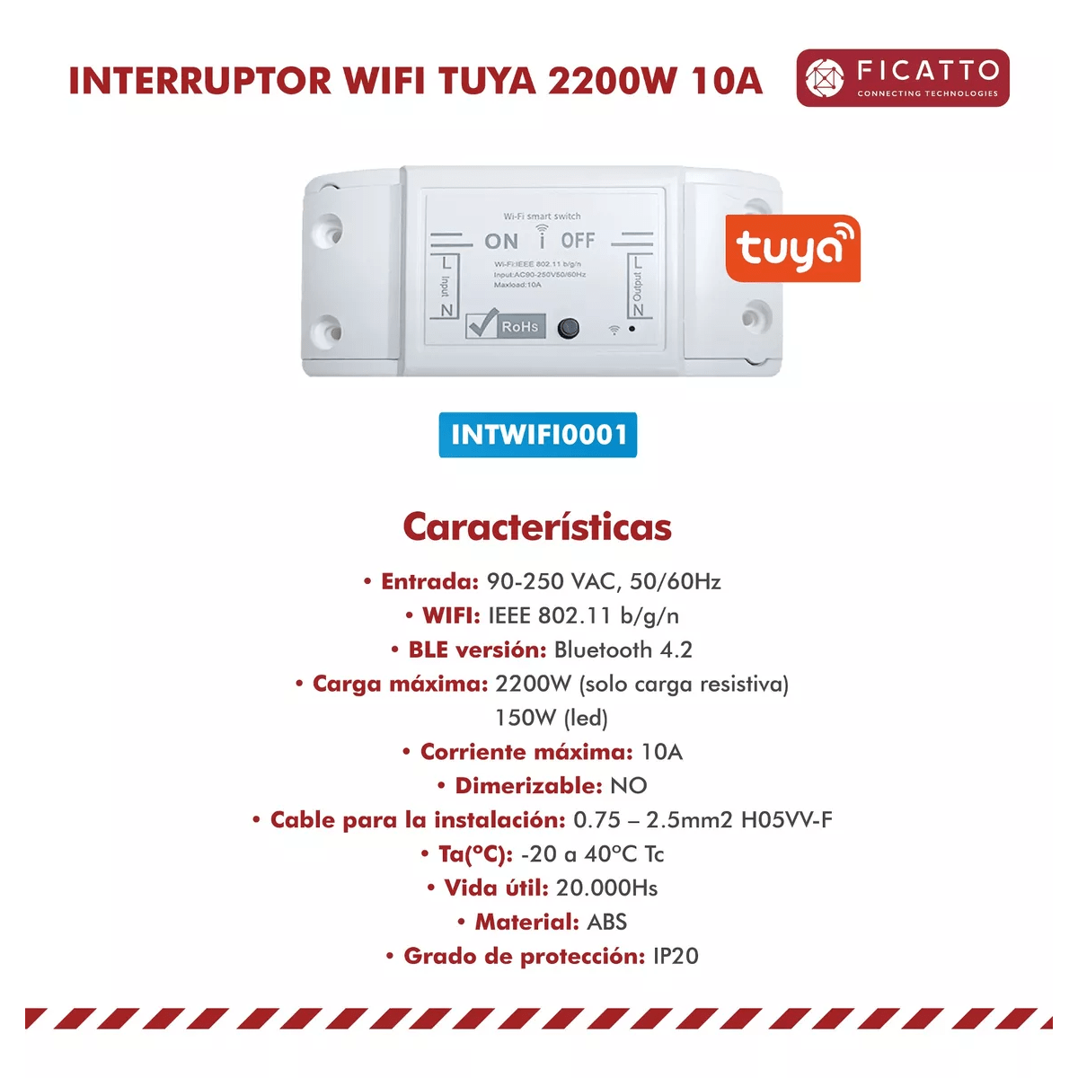 Interruptor Wifi Inalambrico App Tuya 2200w 10a Internet - Imagen 2