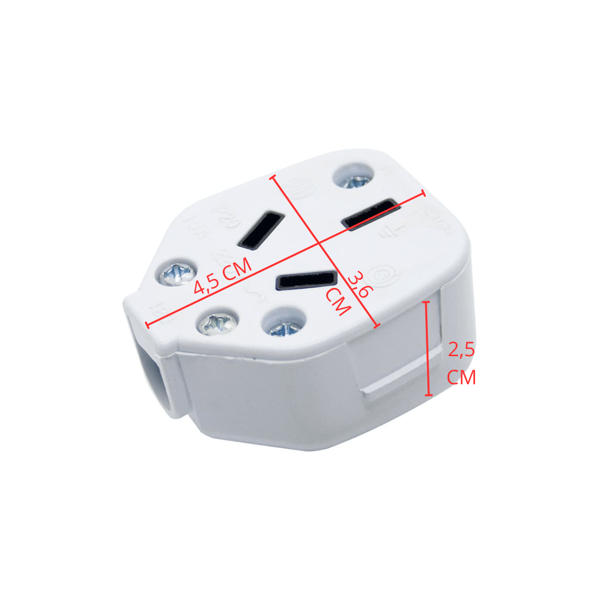 Enchufe Ficha Adaptador Hembra 3 Patas Planas 10 Amp Color Blanco - Imagen 2