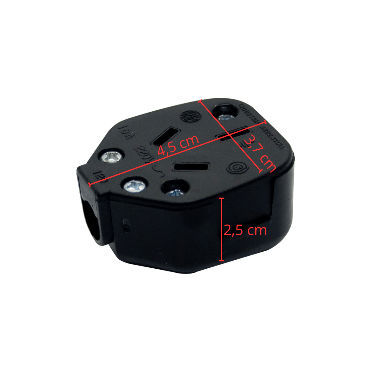 Enchufe Ficha Adaptador Hembra 3 Patas Planas 10 Amp Color Negro - Imagen 2