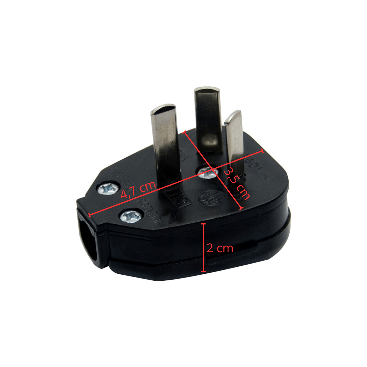 Enchufe Ficha Adaptador Macho 3 Patas Planas 10 Amp Color Negro - Imagen 2