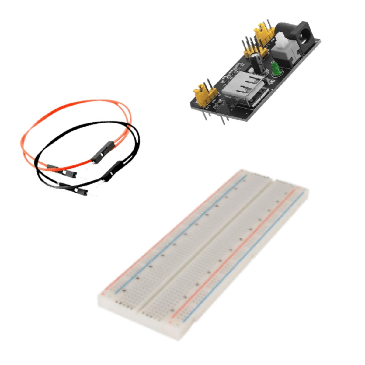 Combo Protoboard 830 Puntos + Fuente Protoboard + Cables