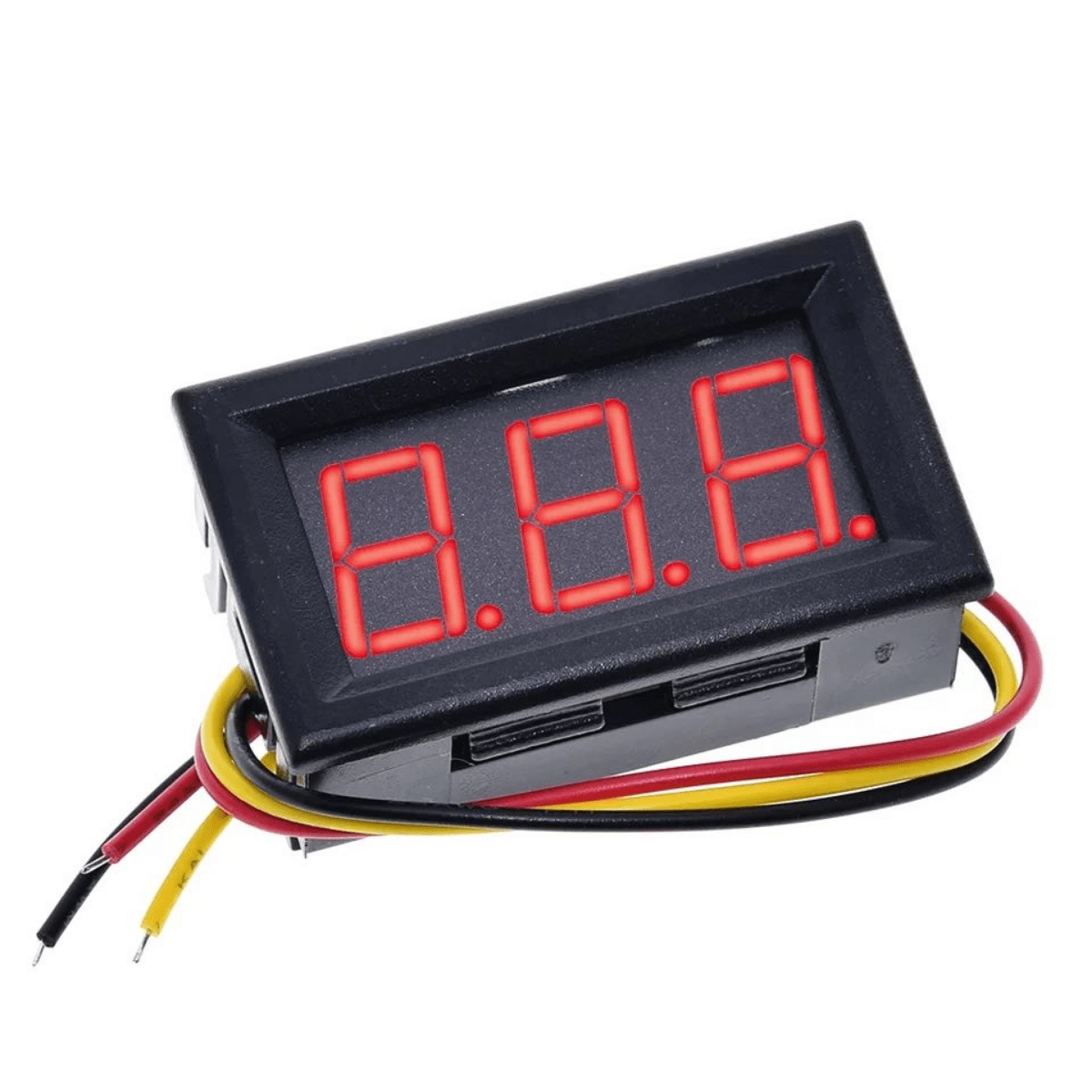 Medidor De Voltaje Digital Tres Cables Dc 0 a 100V Con Panel Rojo