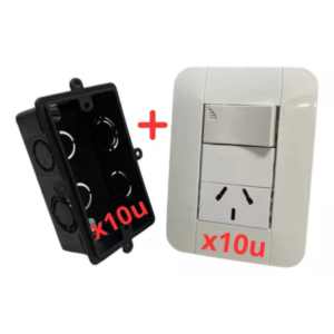 Combo 10 Módulos Con Punto Y Toma + 10 Cajas Pvc Rectangulares