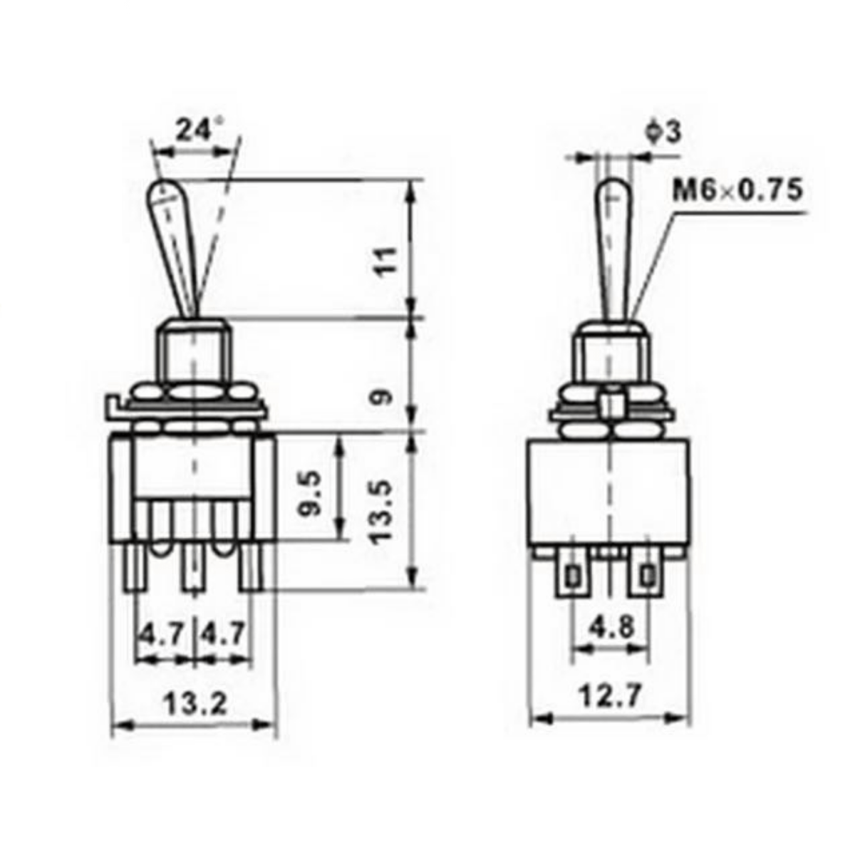 Llave Palanca Interruptor Miniatura On Off 4 Contactos Patas - Imagen 4