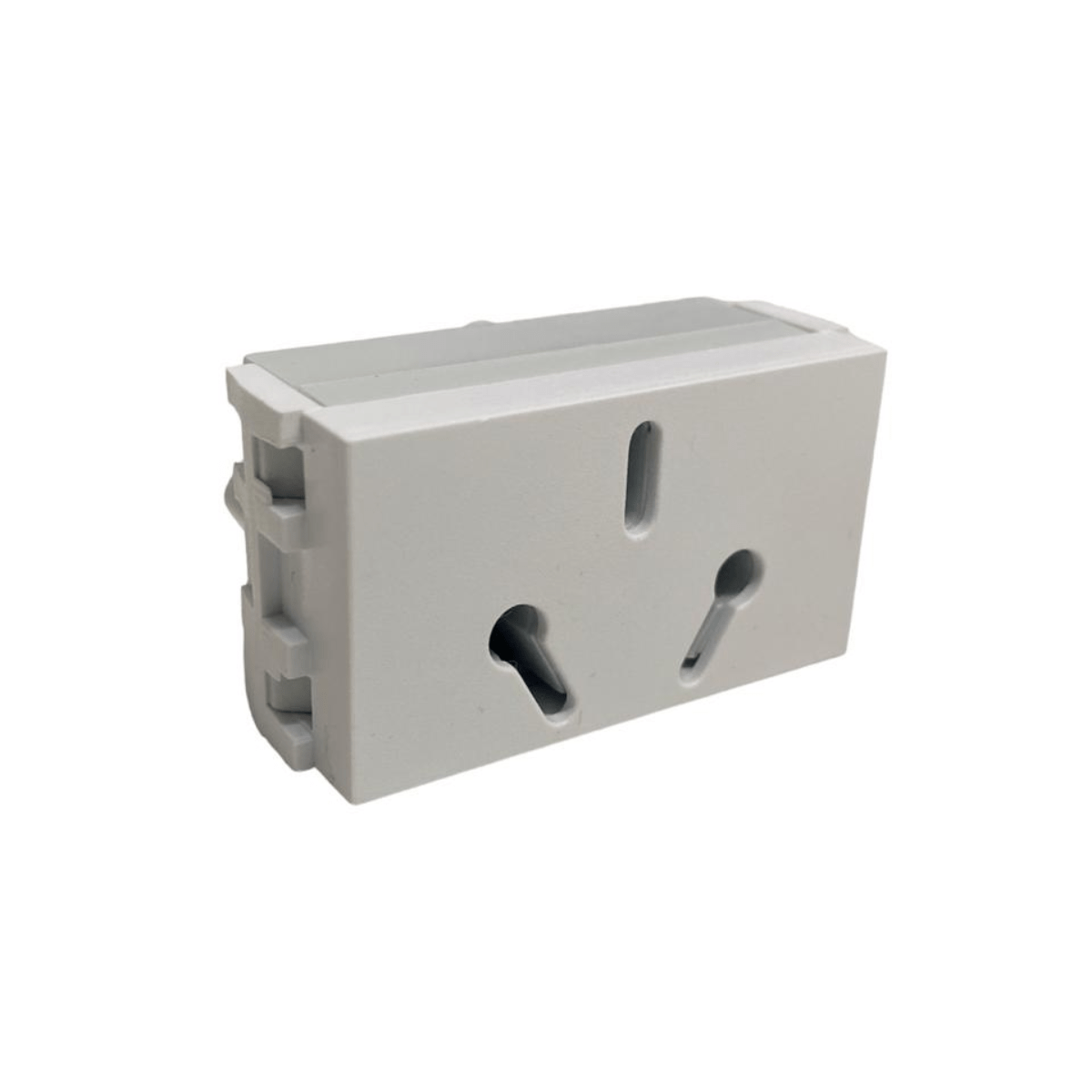 Módulo Toma Corriente 3 Patas Planas Redondas 10amp Blanco